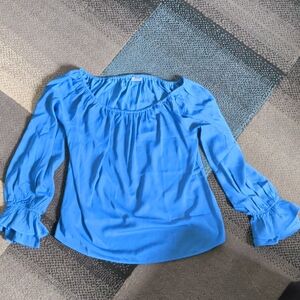 Blue Women's Off-Shoulder Peasant Blouse Size 12 Lascana